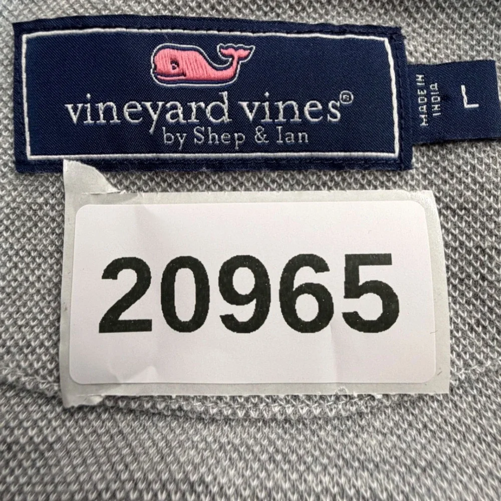 Vineyard Vines 1/4 Zip Pullover Mens Large Gray Stripe Saltwater Long Sleeve